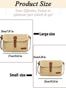 Retro-Chic Woven Tote Bag Beach Vacation Straw Crossbody Bag Summer Casual Messenger Bag Vintage Rustic Handbag Forest Cottagecore Handbag Inspired Woven Bag-Perfect For Beach Trips Vacations Commuting Parties Birthday Gifts Valentine's Day Gifts Mother's Day Gifts - 小號米白色 - 查看 10