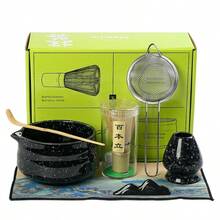 Quality Goods 7pcs Matcha Whisk Set Includes Matcha Bowl Matcha Whisk Holder Bamboo Matcha Whisk Scoop And Matcha Sifter 5 Oz Mottled Matcha Kit For Tea Lovers Matcha Set - 黑點白 - 查看 8
