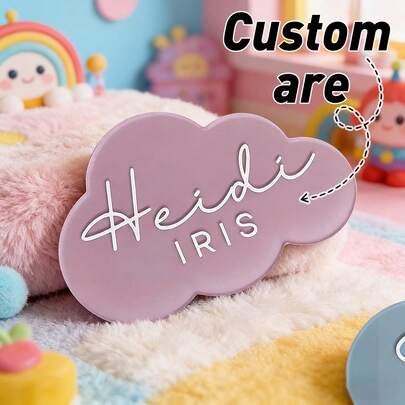 1PC Personalised Birth Announcement Cloud, Personalized Baby Name Sign, Custom Acrylic Nursery Wall Decor For Birth Announcement, Baby Shower & Christening Gift For Girls Boys, Modern Nursery Art,Nursery Decor, Door Sign, Custom Kids Teen Announcement Sign, Kids Birth Plaque, Personalized Wooden Birth Name Plaque