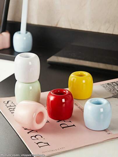 化粧ブラシ、ペン、カミソリ用 1/2/4/6個セット セラミック収納ボックス、滑り止めシリコントレイ付き、スタッカブル、バスルームカウンター用オーガナイザー、ブラシホルダー付き、両親、学生へのギフトにも、キャンドルホルダーとしても使用可能、母の日/父の日ギフト