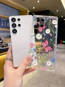 1个蝴蝶花朵图案安卓手机壳，摄像头开孔精准，兼容三星Galaxy S25 Ultra/Galaxy S24 Ultra/S24/S23 Ultra/A56 5G/A55 5G/A52s 5G/A26 5G，无品牌标识，Pixel保护壳 - 無色 - 查看 4