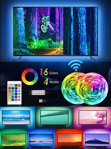 1-5米USB 5V RGB LED灯带，带24键遥控器，DIY自粘式LED灯带，支持16种颜色变换和4种动态模式，适用于房间照明、厨房、派对、酒吧、走廊装饰、卧室、客厅、游戏室、电视背光、圣诞节和万圣节装饰 - 彩色 - 查看 1