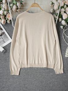 Loose Fit V-Neck Lightweight Knit Cardigan For Women, Breathable Sun Protection, Spring/Summer - Khaki - View 7