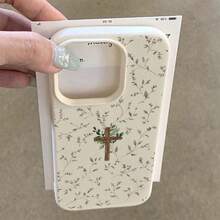 1 chiếc ốp lưng điện thoại bằng chất liệu TPU, họa tiết cành cây và thánh giá, tương thích với iPhone 17 Pro Max/17/16 Pro Max/15/13/12/11, S20 FE/A15/S24/A55, Note 11/Note 12/Note 13 Pro, ốp bảo vệ điện thoại mềm mại, chống rơi vỡ, bao phủ toàn diện. - trắng - Xem 3