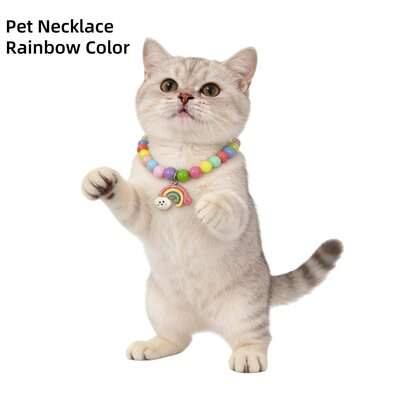 1件装彩虹可爱宠物项圈，猫狗通用，甜美萌趣宠物配饰，猫咪项链，狗狗项链，宠物用品，宠物完美礼物，四季皆宜，马卡龙色，糖果色项链