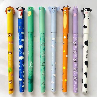 Gel Erasable Pens, Various Cartoon Animal Color Pens, Erasable Gel Pens,0.5mm Tip,Eight Color Refills,Office Writing Tools, Holiday And Birthday Gifts,Office, Student Stationery, Hot Erasable Neutral Pen