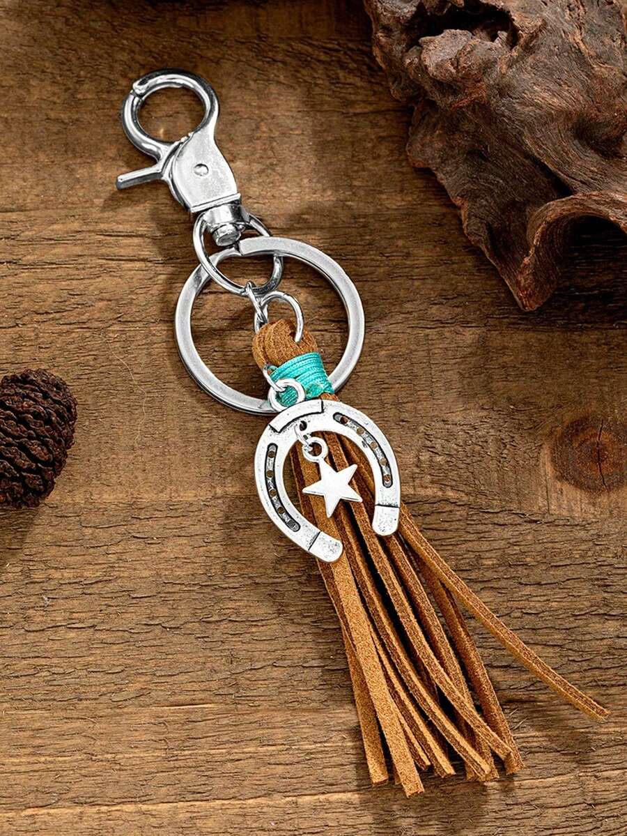 Western Cowboy Style Key Chain,Horseshoe Keychain,Stylish Key Ring For Car Keys,Fashionable And Minimalist Lucky Charm Horseshoe Golden Keychain Creative Small Gift Horse Hoof Ornament Pendant,Equestrian-Themed Holiday Gift,Teacher Appreciation Gifts,Vintage Western Key With Horsebit,Rustic For Men's Keys,Y2k ,Western ( Cowboy Gear),Mother'S Day Gift, Graduation Gifts - Multicolor - View 1