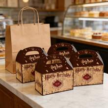 Set Of 10/12 Harry Potter Themed Birthday Party Gift Bags & Gift Boxes Portable Retro Magic-Style Handheld Snack Boxes And Gift Boxes, Ideal For Birthday Parties And Restaurant Decoration. These Are Harry Potter Themed Decorative Gift Boxes, Candy Bags And Gift Bags For Stranger Party And Themed Party, Perfect As Birthday Party Favors. - Multicolor - View 6