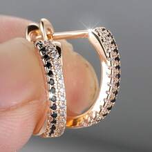 1 par de pendientes de aro con rayas de estilo europeo y americano, elegantes y versátiles de tono dorado para fiestas - Dorado - Ver 1