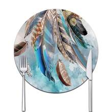 双面防滑PU隔热垫桌垫耐热餐垫饮料杯垫厨房餐具沥水垫可水洗桌面垫适用于节日用餐和厨房餐桌羽毛图案 - 白色 - 查看 6