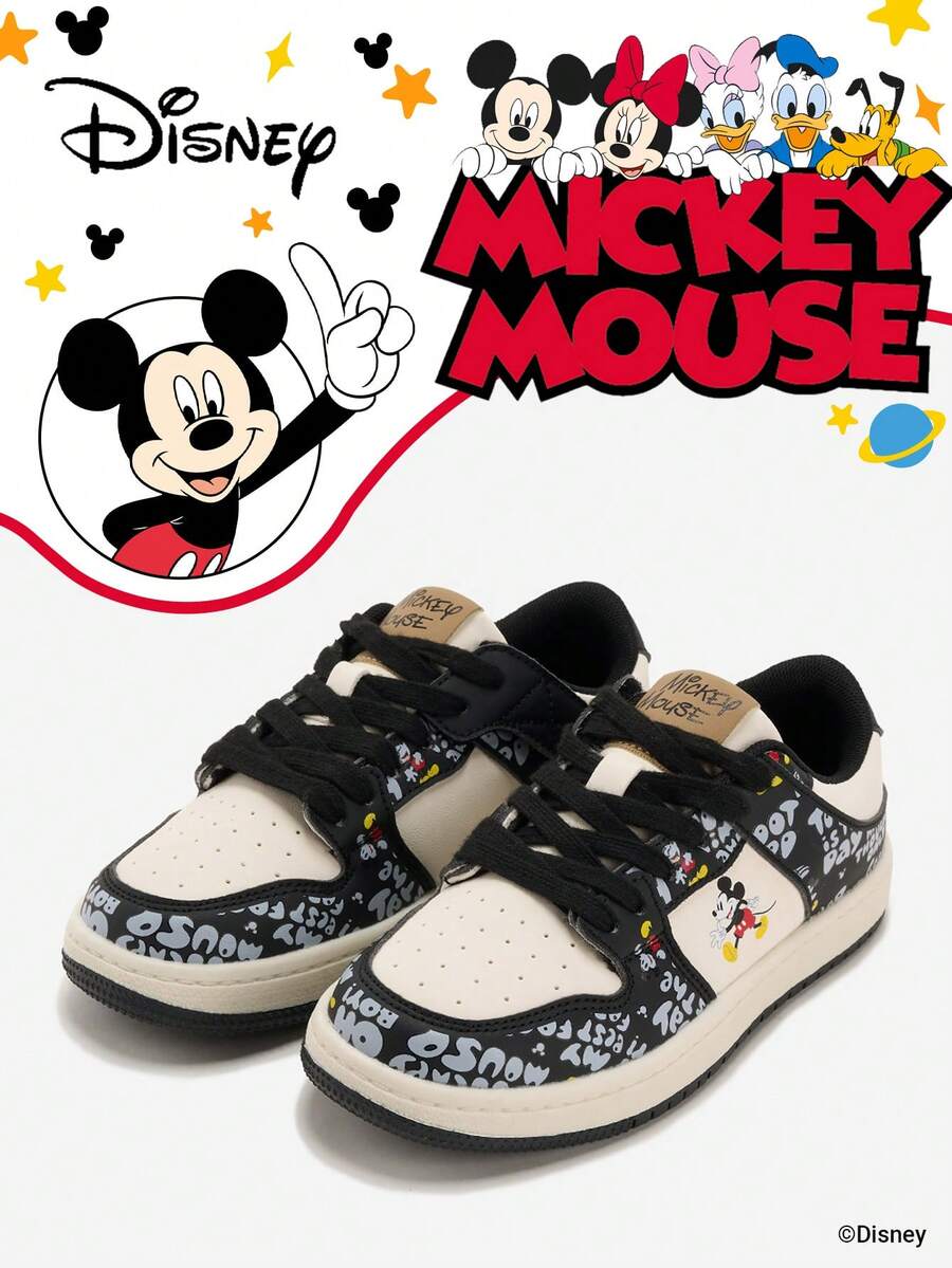 Disney 1 双儿童运动鞋，适合日常穿着、节日、运动、户外活动，舒适、防滑、耐用、透气（男童运动鞋、男童滑板鞋、儿童运动鞋、女童运动鞋、女童滑板鞋） - 黑色 - 查看 1