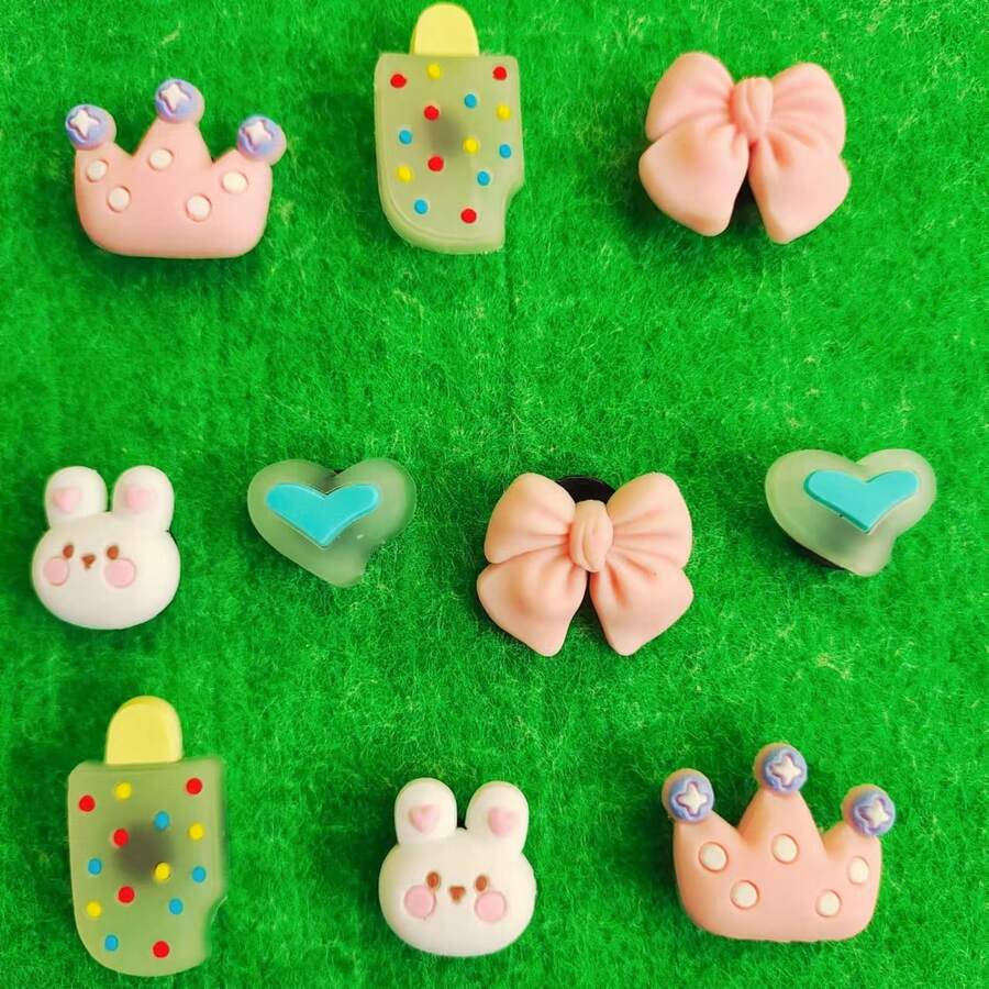 10 piezas de Encantos de Conejo Rosa para Zapatos (Zapatos no incluidos) - Multicolor - Ver 1