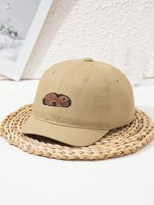1 szt. unisexowa czapka baseballowa z krótkim daszkiem w kolorze khaki z haftem Barreleye, uroczy kapelusz z napisem Water Vole Outdoor Sports Street Casual Patchwork, wiosenno-jesienny jednolity kolor czarny niebieski modny - A - Zobacz 8