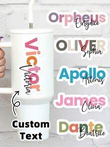 1-10pcs Customizable Name Labels, Colorful Cartoon Font Stickers, Handwritten Font Stickers, Exclusive Water Bottle Stickers, Waterproof And Oil-Resistant Stickers, Suitable For Gift Box Decoration, Water Bottles, Lunch Boxes, Glass Cups, Scrolls, Balloons, Calligraphy Decoration, Candy Baking Bags, Available In Multiple Colors And Sizes - Multicolor 3 - View 1
