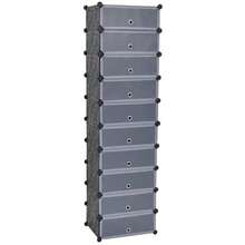 vidaXL Schuh-Organizer Zusammenklappbar mit 10 Fächern Schwarz - Schwarz - Übersicht 3