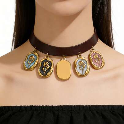 5个镀金不锈钢郁金香吊坠，适用于DIY珠宝制作——非常适合项链、耳环和手链