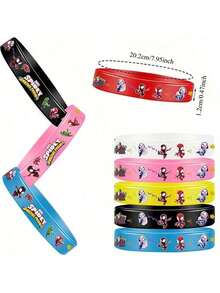 Marvel 12个漫威风格硅胶腕带，无吊坠，适合作为朋友生日派对用品和礼物、新年礼物、情人节礼物、复活节礼物 - 彩色 - 查看 4