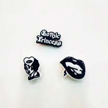 19 piezas de Encantos de zapatos con estilo gótico, hueco, excluyendo los zapatos - Blanco y Negro - Ver 3