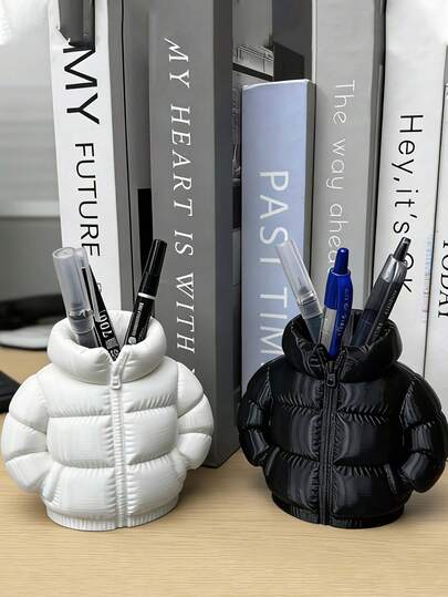 Adorable Feather-Accent Jacket Shaped Pen Holder And 3D-Printed Novelty Coaster Set For Classroom, Student Desk, Home Office Desk Decor, And Desktop Organization - Vibrant, Durable Desk Accessories For A Cheerful Creative Workspace, Perfect For Studying, Reading Nooks, And Everyday Desk Organization, Space-Saving Storage Companion, Gift-Worthy For Students And Professionals, Adds Character To Any Desk Setup And Makes Studying And Work More Enjoyable