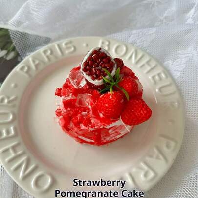 1pc Strawberry Pomegranate Cake Squishy Toy - Stress Relief Toy, Soft Squeeze Toy, Fidget Toy, Stitch Toys, Travel Toys, Classroom Fidget Toys, Mini Bath Toys, Christmas Stationery, Birthday Gift, Perfect Gift