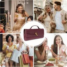 New Woman Purse For Women Evening Clutch Woven Leather & Suede Handbags Crossbody Bag Suede Purse Formal Evening Bag,For Valentine's Day. - 酒紅色 - 查看 6