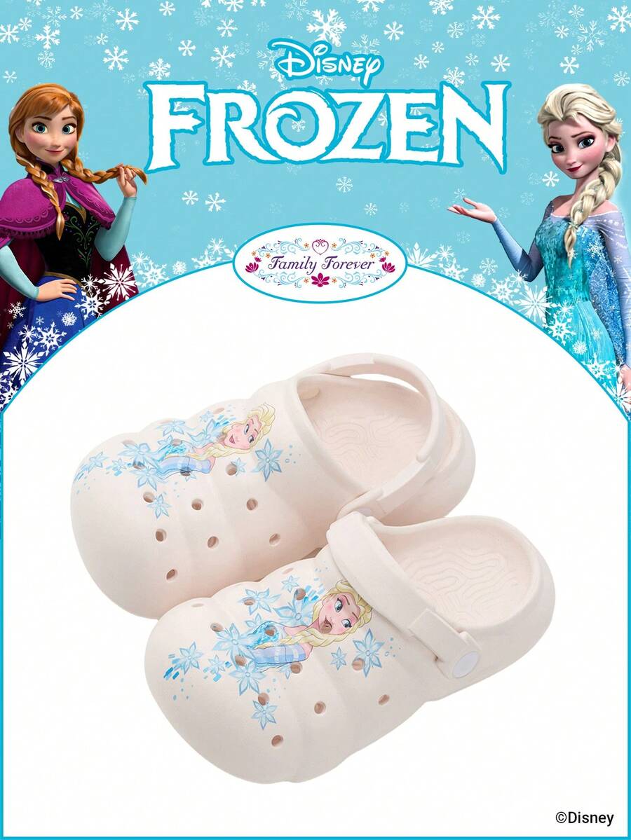 Disney 1 Pair Licensed Collaboration Children's Breathable Mesh Sandals, Princess Breathable Mesh Sandals, Anna Princess Breathable Mesh Sandals, Arendelle Princess Breathable Mesh Sandals, Suitable For Daily Wear, Festivals, Sports, Outdoor, Comfortable, Non-Slip, Durable, Breathable - White - View 1