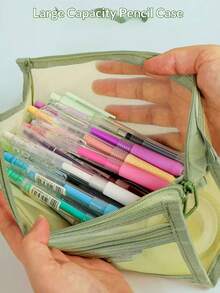 1pc Transparent Thick Mesh Double-Layer Pencil Case, Extra Large Capacity Easily Fits All Exam Stationery - Single Piece - View 6