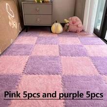 10pcs, 30cm, 60cm Plush Patchwork Rug Tiles, Bedroom Square Decorative Floor Mat, Bedside Cute Carpet, Thick Foam Floor Pad, Odorless Soft Interlocking Floor Protector Mat, Multi-Color Patchwork Rug, Comfortable Room Floor Mat, Suitable For Bedroom, Study, Living Room, Balcony - Plush Floor Mat - View 15
