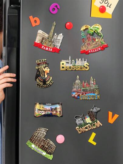 1 szt. Kolorowa, malowana, magnetyczna naklejka na lodówkę, pamiątkowa naklejka magnetyczna do miejsc podróży, malowniczy magnes na lodówkę