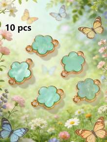 5/10/20/30/50/100/200/300/400/500pcs Multi-Color Elegant Quatrefoil Flower Double Hole Pendant, Suitable For DIY Necklace, Bracelet, Earring, Key Chain, Phone Charm, Couple Gift Jewelry Making - Five-petal Flower - View 13