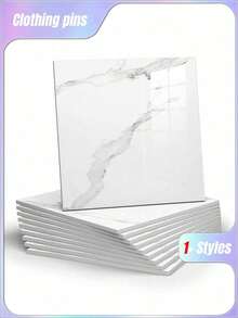 10 piezas/paquete 0.9 m² Adhesivo de baldosas de estilo mármol gris oscuro, papel tapiz de compuesto de aluminio impermeable para renovación de paredes, adecuado para el Día de San Valentín, bodas, cumpleaños - 10 piezas - Blanco - Ver 2