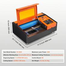 Grabadora y cortadora láser CO2 de 40 W, 12 x 8 pulgadas, 11,8 IPS - Naranja - Ver 7