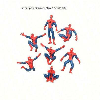  Set de 7 muñecos de Spider-Man de Marvel, superhéroes de los Vengadores, decoraciones de coche, decoraciones de muñecas creativas, decoraciones de escritorio para coche, adecuado para regalos de cumpleaños, regalos de Año Nuevo, regalos del Día de San Valentín, regalos de Pascua. (Estilo aleatorio)