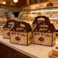 Set Of 10/12 Harry Potter Themed Birthday Party Gift Bags & Gift Boxes Portable Retro Magic-Style Handheld Snack Boxes And Gift Boxes, Ideal For Birthday Parties And Restaurant Decoration. These Are Harry Potter Themed Decorative Gift Boxes, Candy Bags And Gift Bags For Stranger Party And Themed Party, Perfect As Birthday Party Favors. - Multicolor - View 1