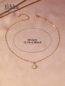 Hihho 1条双色星芒立方氧化锆项链，奢华飘逸闪耀，璀璨夺目的锆石镶嵌设计，日常佩戴百搭，尽显优雅魅力与时尚格调。 - 星芒 - 查看 7