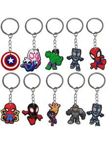 12pcs/Set Marvel Spider Man Party Gift Keychain Spider Man Anime Keychain Birthday Gift Gift New Year's Gift, Valentine's Day Gift, Easter Gift - Multicolor - View 7