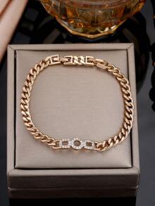 1件优雅锆石几何链条手链，奢华简约百搭配饰 - 手鍊 - 查看 1