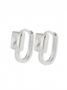 1 par de pendientes románticos de gota con circonita cúbica para mujeres, para boda, compromiso, aniversario, fiesta, joyería, regalo del Día de San Valentín - Plateado - Ver 2