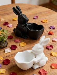 1pc Cute Rabbit Candy Basket Shaped Small Ornament, Pla Material Desktop Decoration, Modern Design, Perfect For Desk Decor, Coffee Corner Decoration, Jewelry Storage Box, Candy Storage Box, A Fun Gift For Animal Lovers, Also Suitable For Home And Office Decoration, A Lovely Bookshelf Ornament, And A Collectible Novelty Ornaments. - Multicolor - View 6