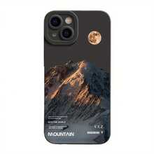 极简雪山新月图案手机壳，适合送给男友、家人，国际版，非国内版 - 黑色 - 查看 5