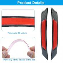 6Pcs Car Reflective Trim Side Marker Stickers Door Reflector Guard Automotive Exterior Accessories Truck Wheel Well Arch Bumper Fenders RedandBlack - Red - 查看 3