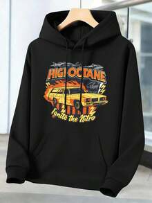 High Octane Racing Graphic Hoodie 100% Cotton, Crew Neck, Loose Fit, Comfortable, Graphic Design - Black - View 2
