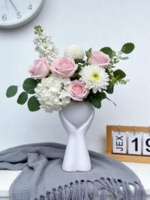 Creative Hand-Held Heart-Shaped Vase, Modern Art Human Body Vase, Wedding Home Decor Vase, Shelf Decor Ornament, Rustic Style Desktop Decor (Pink/White Heart-Shaped), Modern Decorative Vase, Suitable For Home Decor, Living Room, Desktop, Office And Dining Table Decoration. Holiday Gift (Please Note The Size When Purchasing). - Multicolor - View 11