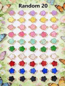 5/10/20/30/50/100/200/300/400/500pcs Multi-Color Elegant Quatrefoil Flower Double Hole Pendant, Suitable For DIY Necklace, Bracelet, Earring, Key Chain, Phone Charm, Couple Gift Jewelry Making - Five-petal Flower - View 20