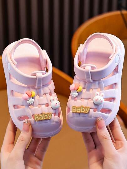 2026 Spring/Summer New Kids Breathable Sandals, Cute Cartoon Fashion Casual Indoor Princess Shoes, Hollow Anti-Collision Anti-Kick Outdoor Beach Shoes For Girls