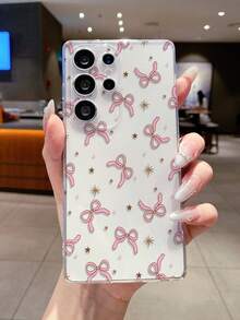 1个粉色蝴蝶结星形图案安卓手机壳，摄像头开孔精准，适用于三星Galaxy S25 Ultra/Galaxy S24 Ultra/S24/S23 Ultra/A56 5G/A55 5G/A52s 5G/A26 5G，无图案，Pixel，保护壳 - 無色 - 查看 5