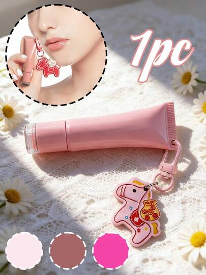 1pc Reusable Lip Gloss Tube With Pony Pendant | Fashionable Squeeze Tube, Lipstick Dispensing Bottle, Wash Dispensing Bottle, Small And Easy To Carry, Can Be Used As A Bag Decoration, Key Decoration, Rotating Lid Design, Very Suitable For Travel And Gifts, Valentine's Day, Ramadan, New Year Gifts, It Is The Best Gift For Friends, Family, And Partners