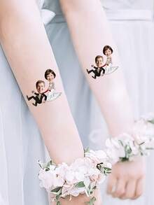 1/10/20/30/60/90/120/150片可選，客製化婚禮派對臨時紋身貼紙，情侶臉部紋身，新娘派對伴手禮，單身女郎派對，直到死亡將我們分開，情人節，聖誕節，感恩節，新年，個性化禮物 - 彩色 - 查看 6
