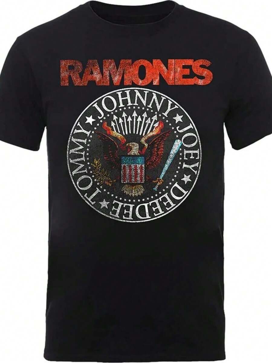 Ramones Vintage Eagle Seal Slim Fit T-Shirt Size S-4XL High-End Luxury Is For Both Men And Women Top Y2k. - 黑色9 - 查看 1