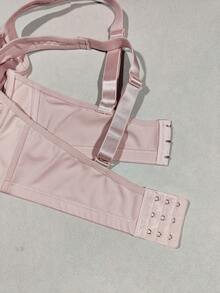 Biustonosz plus size dla kobiet, wygodny, uniwersalny, minimalistyczny, różowy, bez pleców, seksowna, dzianinowa bielizna z głębokim dekoltem w serek, francuski, romantyczny, bez fiszbin, swobodny, podtrzymujący, nieobwisający biustonosz - Różowy - Zobacz 11